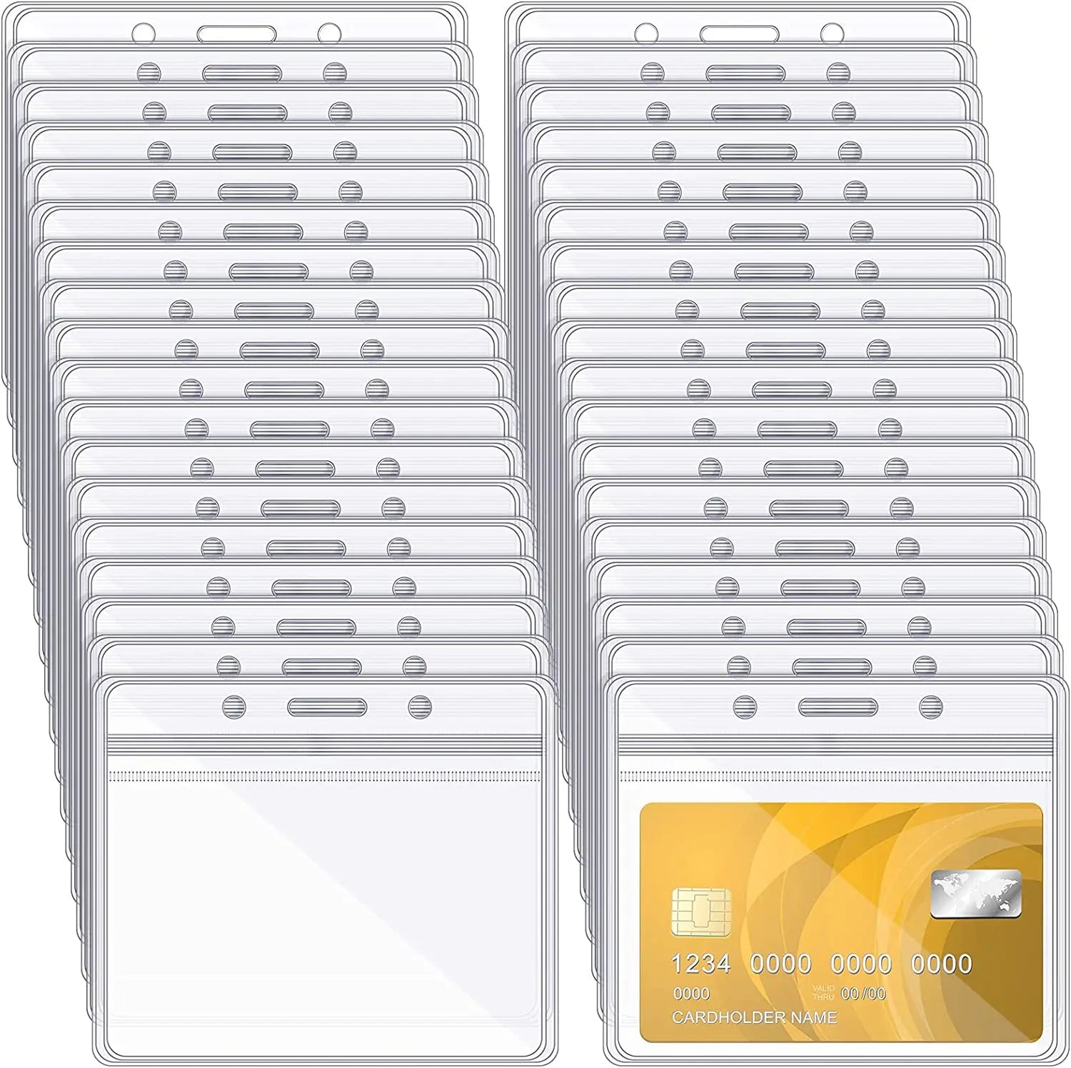 Clear Plastic Horizontal ID Card Name Badge Holder Transparent PVC Waterproof Name Badge ID Card Sleeves for Schools Offices