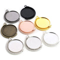 20mm 25mm 30mm Inner Size Rotation Double Side Rhodium 8 Colors Cameo Cabochon Base Setting Charms New Fashion Pendant MegaBDM