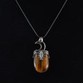 Natural Crystal Stone Retro Moon Horse Eye Opal Rose Quartz tiger Eye Pendant Necklace Gemstone Jewelry