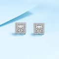 Princess Shape Halo Design 0.5ct/1ct DEF Blue Green Black Champagne Color Stud 925 Sterling Silver Moissanite Earring