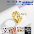 Quality Jewelry OEM Engagement Wedding Christmas Gifts 0.3ct Moissanite 925 Silver Gold Rings for Men