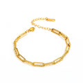 18K PVD Gold Plated Paper Pin Double-layer Stainless Steel Charm Bracelet for Women Wholesale Jewelry