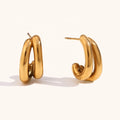 Dingran Double Layer Stud Earrings Double Layer Stud Earrings 18K Gold Plated Minimalist Women Earrings