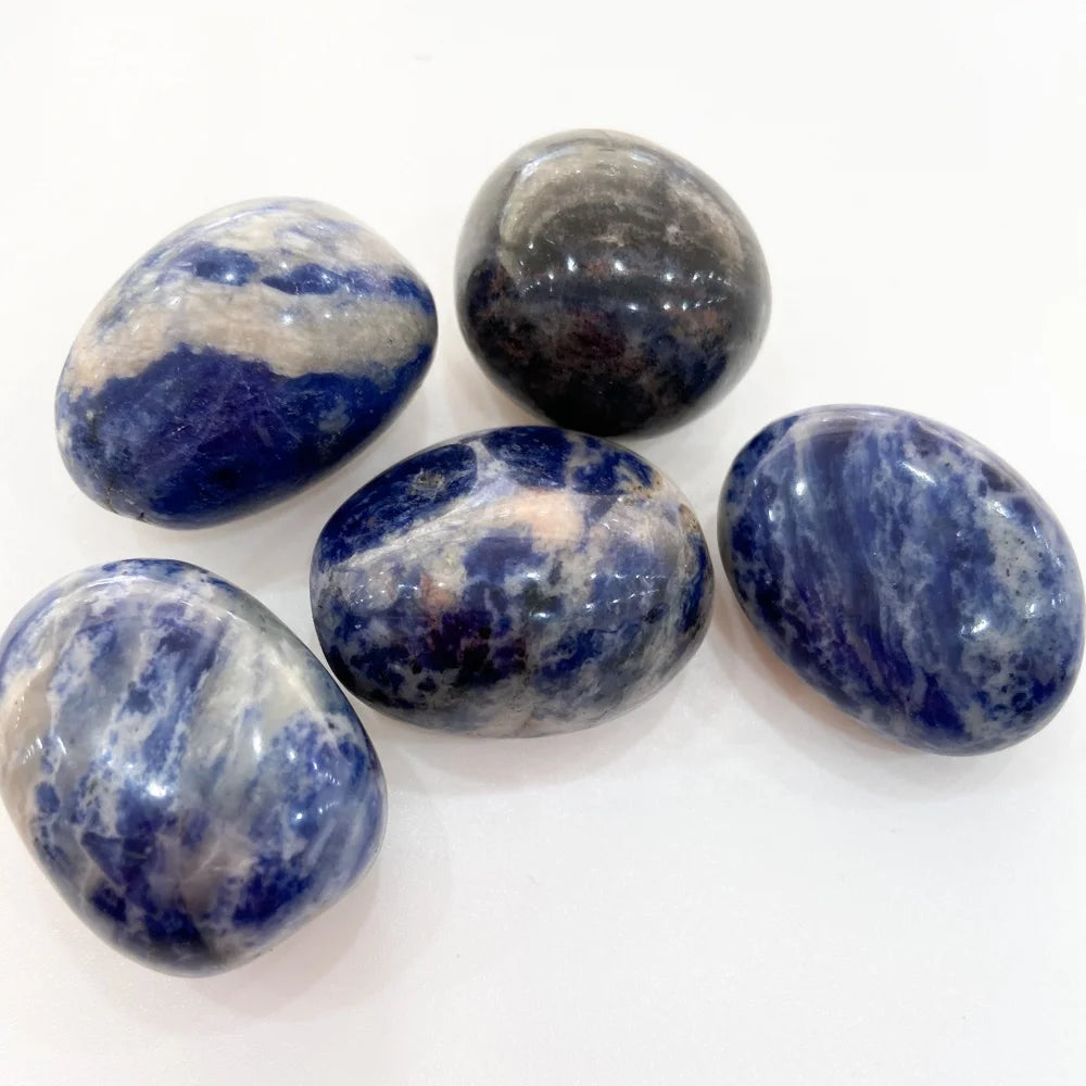 Wholesale Natural Blue Sodalite Quartz Crystal Block Gravel Gemstone Tumbled Stones