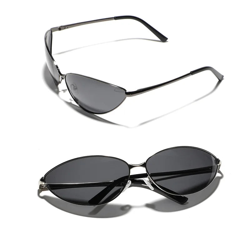 American/European Style Metal Polarized Sunglasses for Men and Women Future-Style Cat's Eye Y2K New Release Tac Lenses