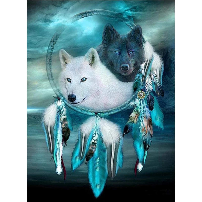 Wolf Animal Diamond Painting 5D Full Square/Round Dream Catcher Painted on Canvas Home Decor Cross Stitch Accessories DIY Gift