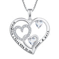 YILUN I Love You My Wife Silver Heart Pendant Necklace Rhodium Plated Cubic Zirconia Romantic Love Pendant Necklace for Women