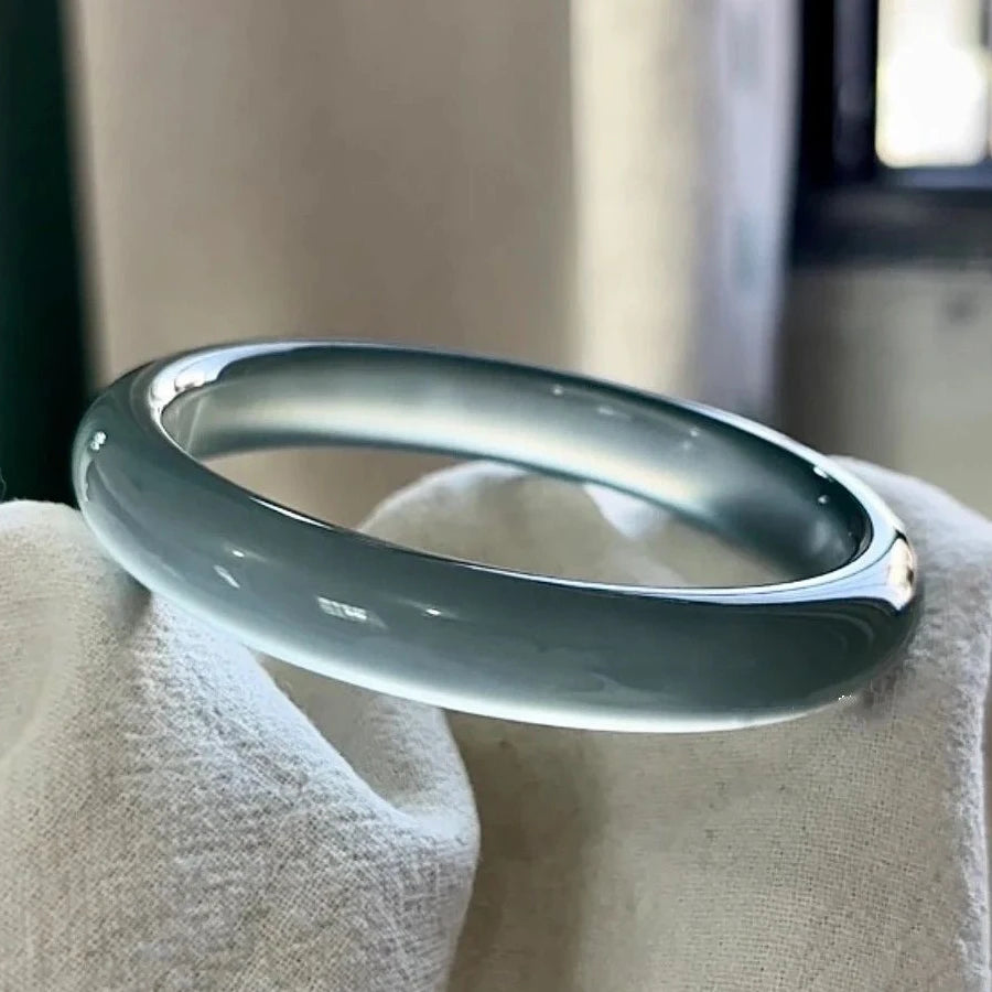 Natural Jade Bangle for Women Natural Jade Agate High Ice Transparent Icy Blue Water Type Jadeite Bangle for Women MegaBDM
