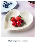 Creative Porcelain Baking Ware Set Eco-Friendly White Red & Pink Heart-Shaped Dessert Dish Bowls for Wedding & Home Use