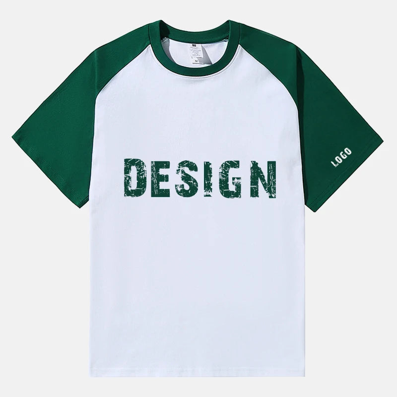Custom Designed Men's Raglan Short Sleeve T-Shirt 100% Cotton Heavyweight Oversized Blank Printing Solid Loose Knitted