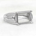Sterling Silver 9*12mm Semi Mount Men's Ring Frame Empty Blank Claw Setting S925 Base Holder Without Center Stone for DIY Inlay