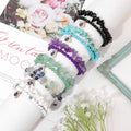 Statement Stretchy 4mm Round Bead Crystal Irregular Gravel Chip Stone Blue Eye Lucky D-evil Eye Bracelet Set for Women Men