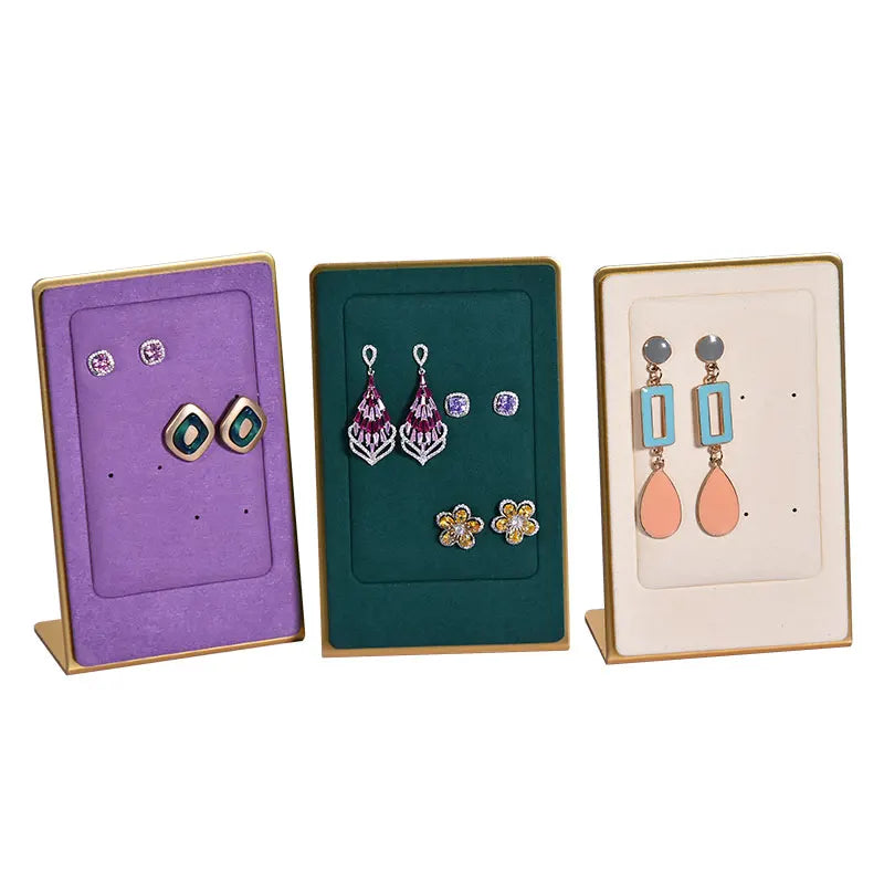 JINSKY Microfiber Vertical Jewelry Display with Metal Stand Wholesale Earring Rack for Jewelry Store Use