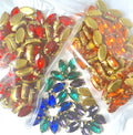 Lucky Thickest Raw Brass Claw Fancy Crystal Point Back Crystal Metal Set 9*18 mm Navette Horse Eye Without Holes for Jewel