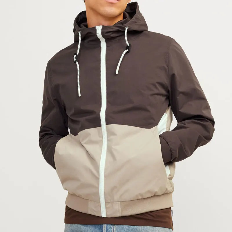 Custom Print Logo Color Block Men's Jackets Gym Wearing Full Zipper Sport Training Running Jacket