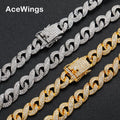 AC019  12mm Hip Hop Alloy Chain Iced Out  Chain Necklace Bling Bling Jewelry