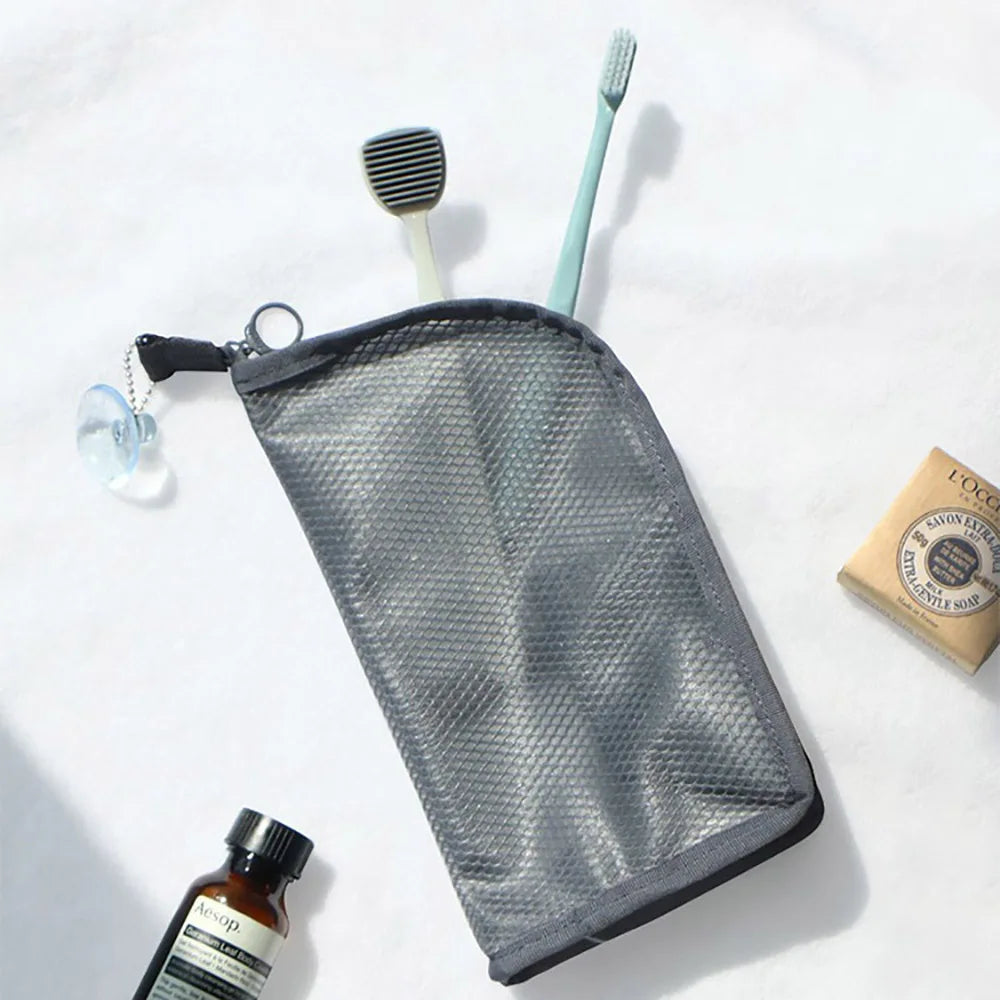 Wholesale Waterproof Semi Transparent Toilet Bag EVA Mesh Clear Toiletry Bag Zipper Wash Pouch Travel Cosmetic Bag for Gift