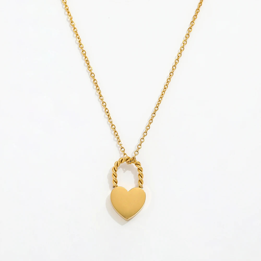 Tarnish Free Joolim 18k Gold Plated Rope Heart Pendant Necklace Stainless Steel Necklace