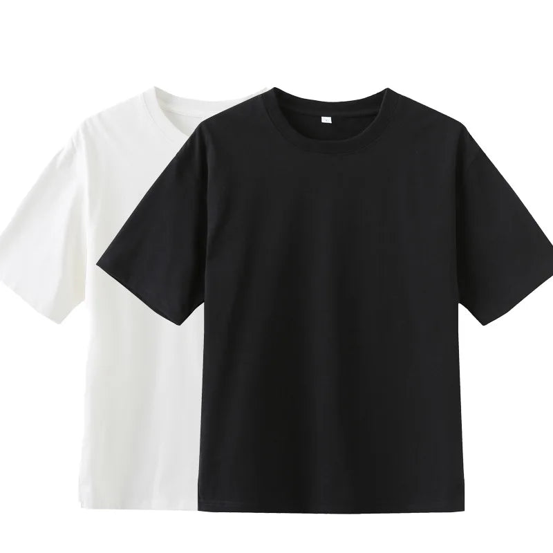 Boxy ET-004 Streetwear Tee Fit T Shirt Blank the Thickest Fabric Style Black 100% Cotton Unisex Men Jersey T-shirt