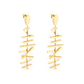 Popular Style Fish Bone 14k Gold Plated Stainless Steel Drop Earrings for Woman