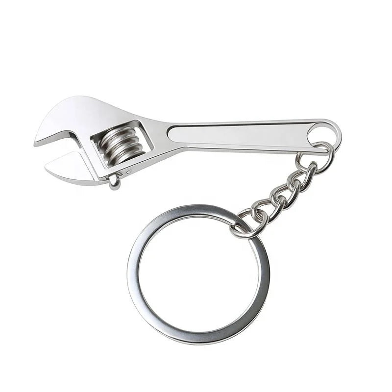 Adjustable Monkey Wrench Keychain Mini Spanner Keyring for Mechanic Gifts