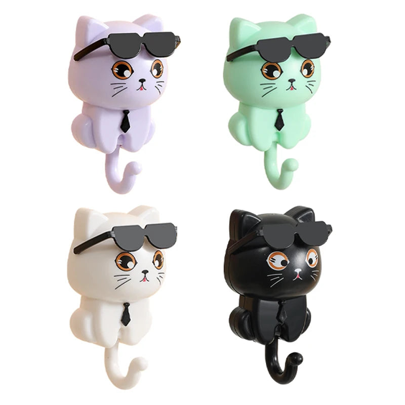 Kitten Hooks Cartoon Cats Gravities Induction Decorative Hooks Storage Racks for Keys Umbrellas Towels Adhesive Hooks