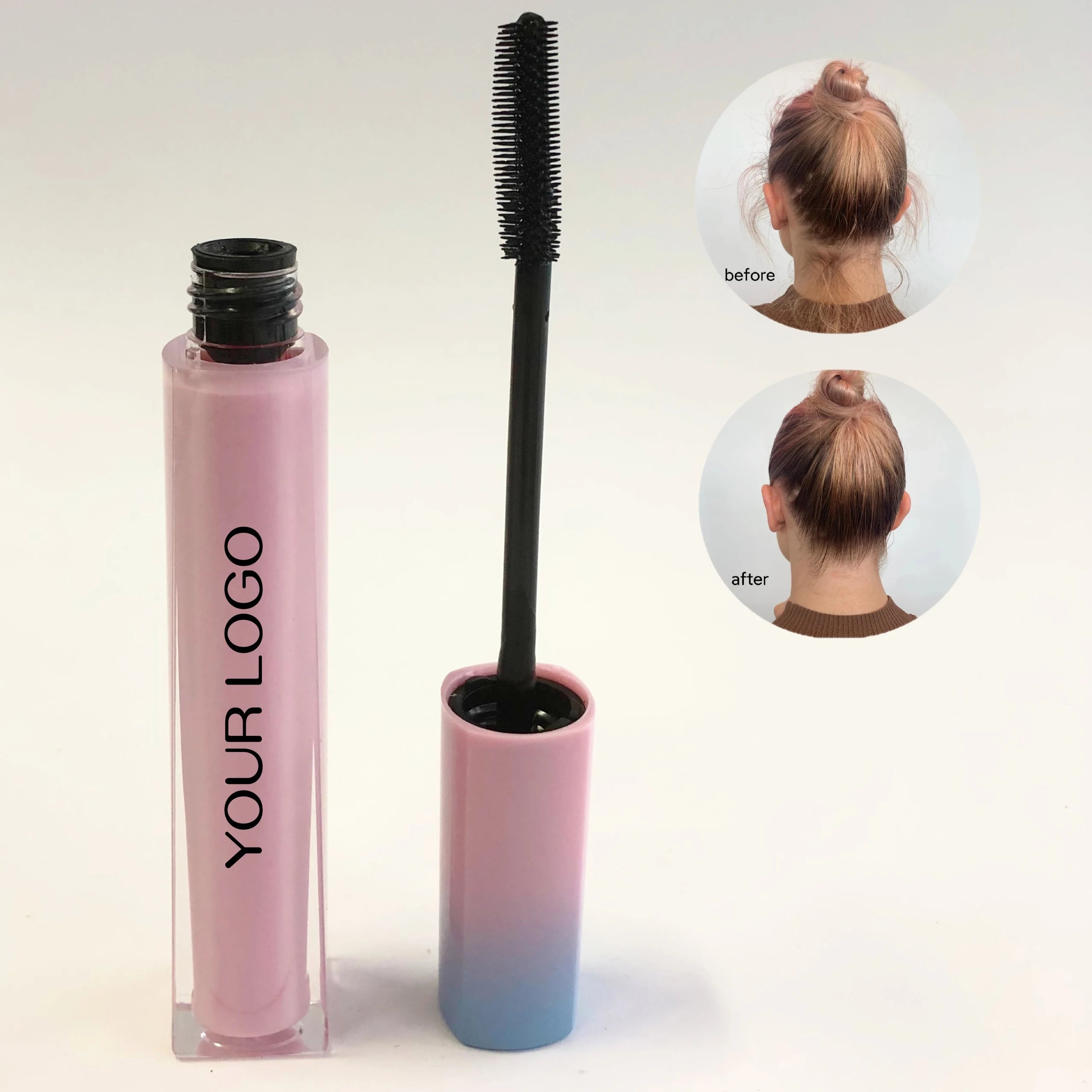 Custom Logo Vegan Hair Finishing Stick Strong Hold Natural Smooth Pink Tube Styling Gel