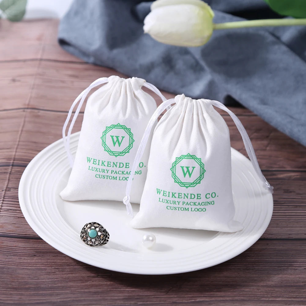 Luxury Small Suede Jewelry Packaging Storage Bags 7*9cm White Pouch for Necklace Bracelet for Gift Presentation