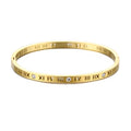 Classic Minimalist Stacking Bracelet With AAA CZ 18K Rose Gold Plated Stainless Steel Roman Numeral Cuff Bangle Bracelet