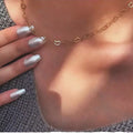 MICCI Wholesale Custom 18K Gold Plated Love Heart Necklace Trendy Religious Geometric Chain Link Stainless Steel
