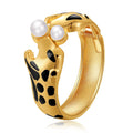 DHJ60604 Wholesale European and American Fashion Leopard Head Shape Animal Style Bangle With Pearl