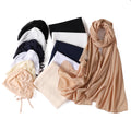 New Summer Breathable Elastic Mesh Undercap Elastic Solid Pearl Chiffon Scarf One Set