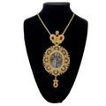 HT Newest and Luxury Gold Plated Orthodox Greek Bishop Pectoral Cross Jesus Icon Necklace for Mass Anniversary