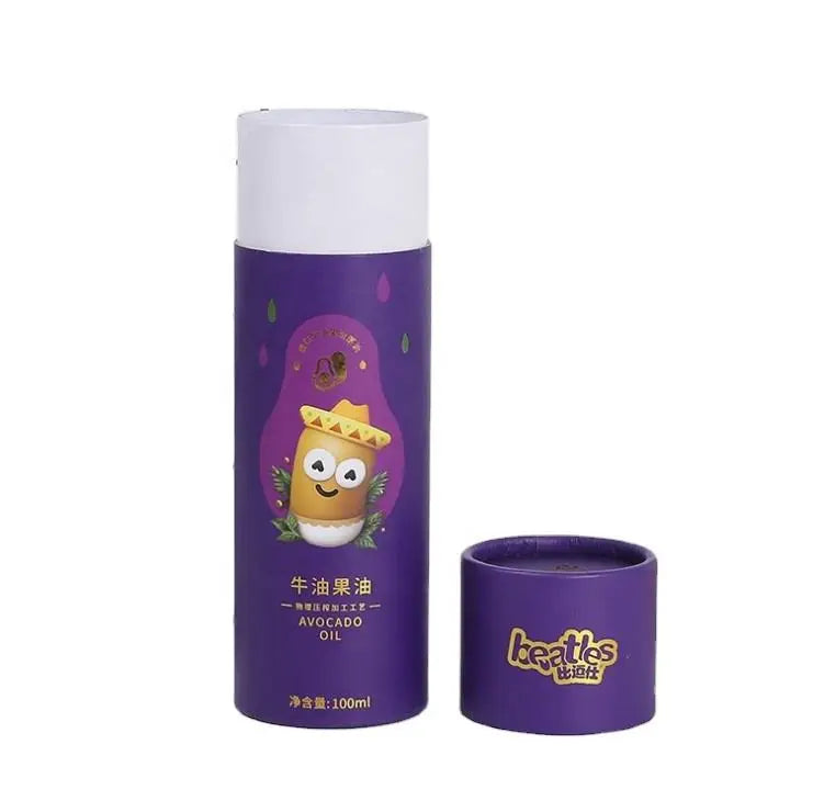 Eco-Friendly Food Grade Kraft Paper Tube Can Custom Printed Cardboard Cylinder Packaging for Tea Coffee Beans