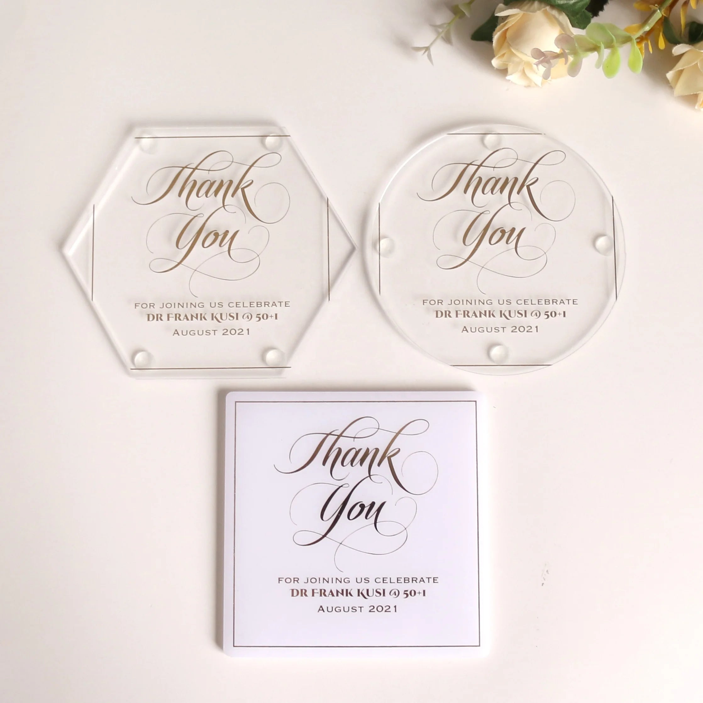 Customized Acrylic Coasters Thank You Note With Customized Shape for Drink