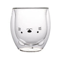 Cute Cat Double Wall Glass Cup Ear Design Heat Resistant Coffee Tea Mug Taza De Vidrio Doble Pared Para Regalo Casa Oficina