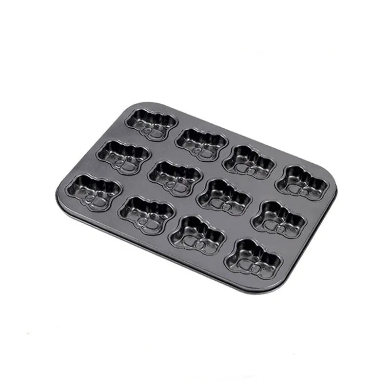 12-Cup Teddy Bear Non-Stick Eco-Friendly Durable Carbon Steel Muffin Pan Baking Mold for Cupcakes Cakes & Desserts