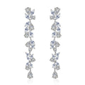 Elegant Women Fashion High Jewelry 2021 Rose Gold and Silver Plated Zircon Geometry Long Earrings