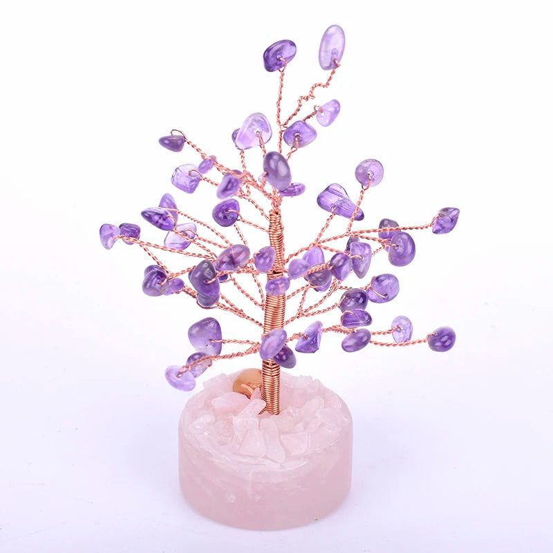 Wholesale Handcrafted Natural Amethyst Crystal Quartz Gemstone Sculpture Home Decoration Lucky Tree DIY OEM Acceptable Crystal