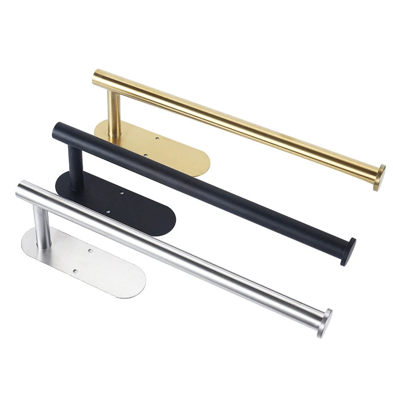 HF Stainless Steel Kitchen Dinnerware Under Cabinet Bar Wall Mount/Adhesive Paper Towel Holder