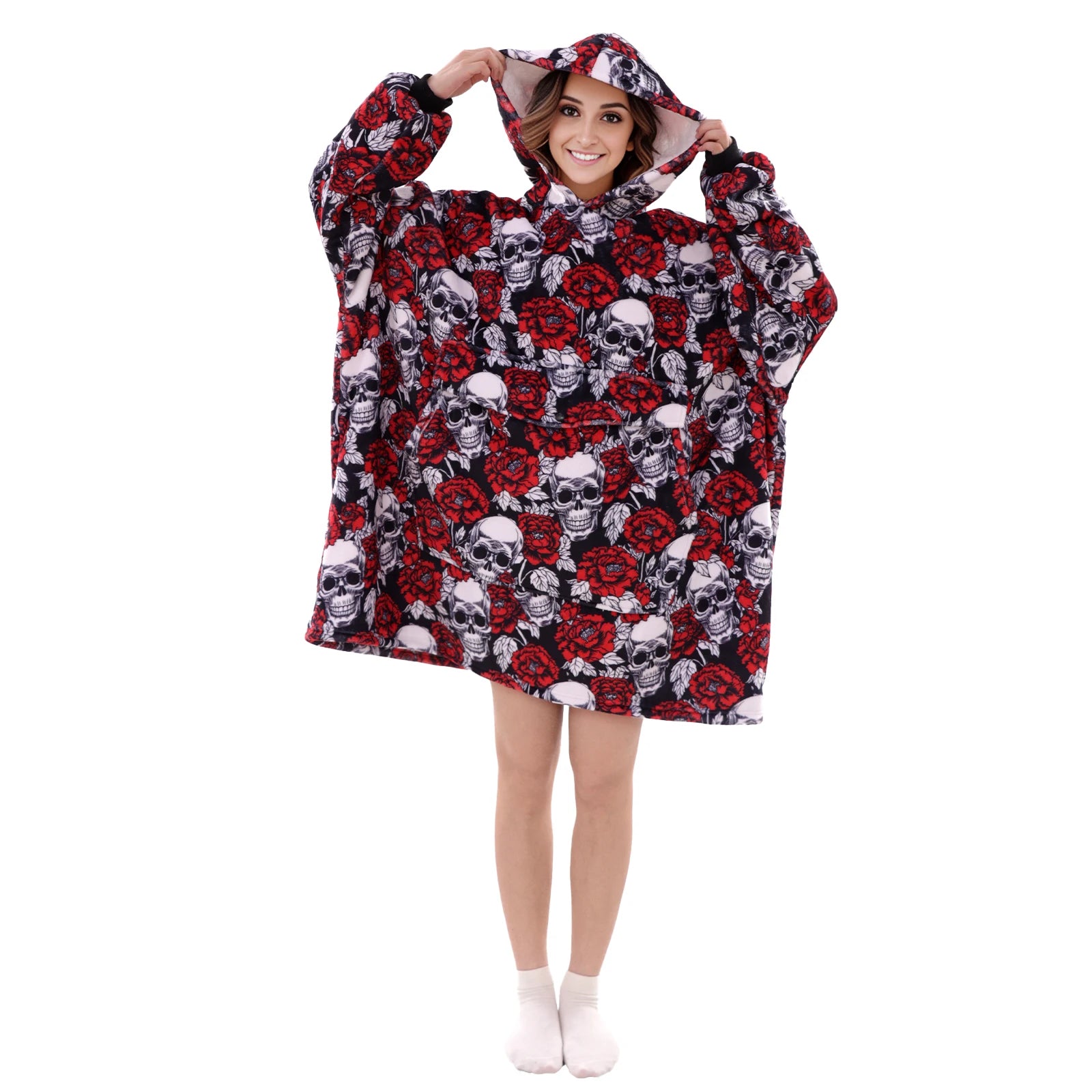 Drop Shipping New Product Personalized Winter Oversized Flannel Sherpa Hooded Custom Hoodie Blanket