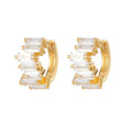 REETI 925 Sterling Silver Geometric Zircon Hoop Earrings for Women Shiny CZ Silver Jewelry Gifts