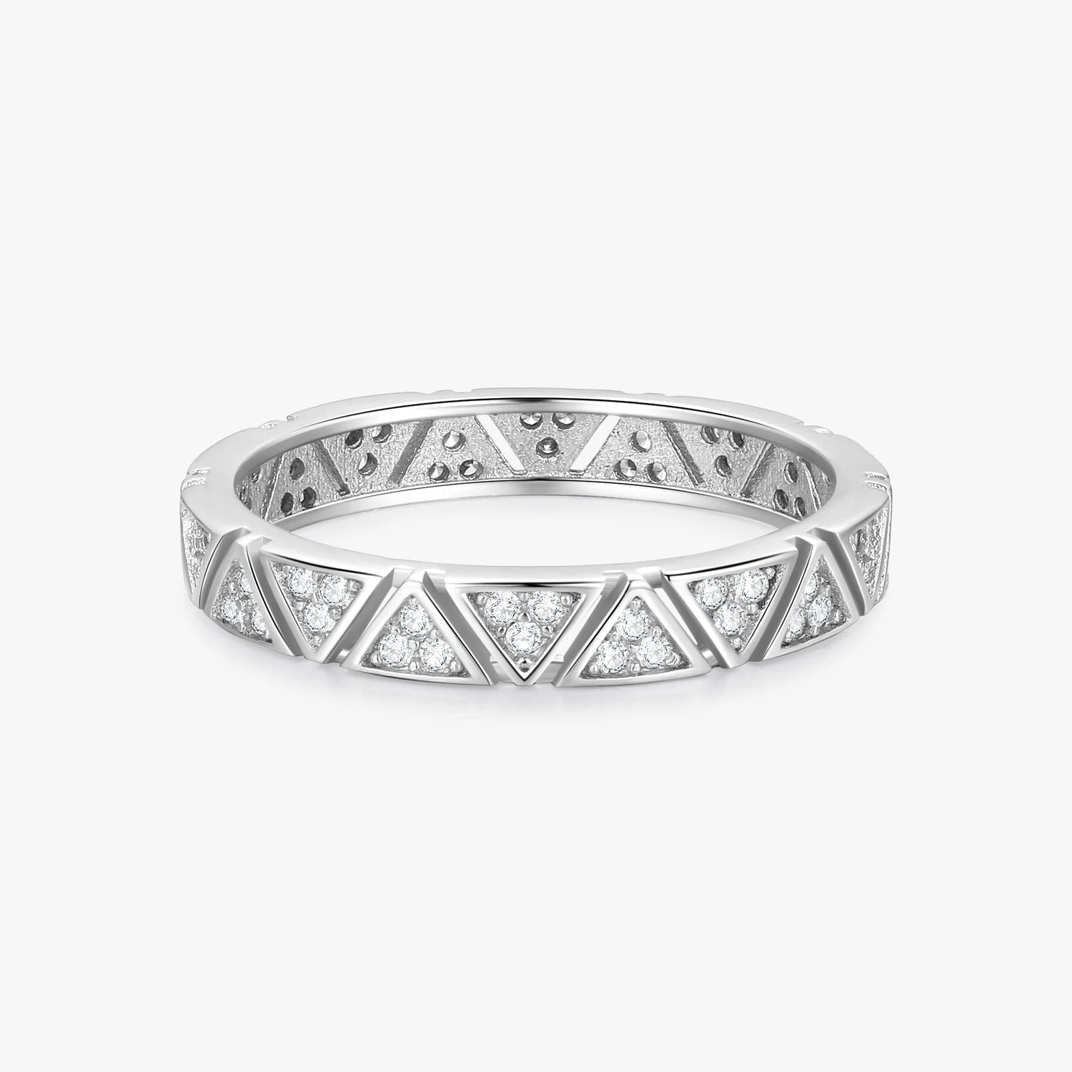 Ailmay 100% 925 Sterling Silver Fine Triangle Geometric Stackable Design Stud Rings for Women Wedding Statement Fine Jewelry