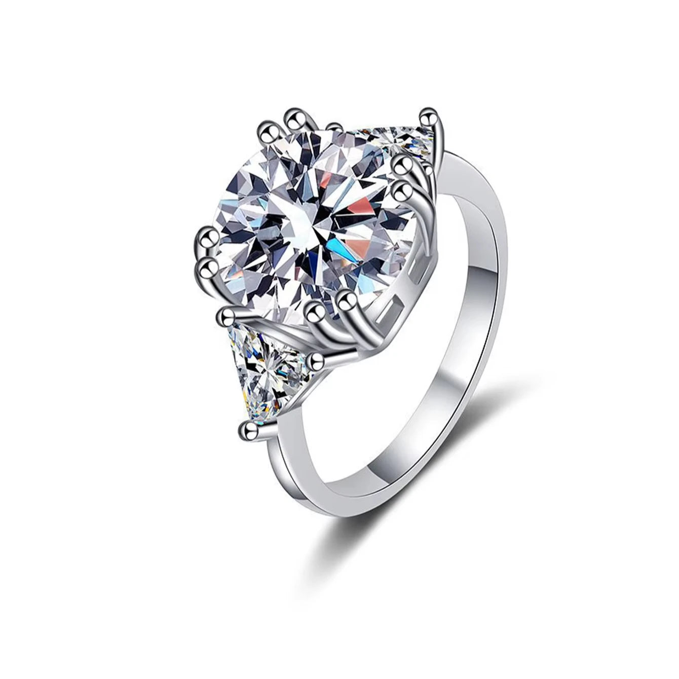 S925 Silver Moissanite Stone Ring for Women Fashionable Jewelry with Solid S925 Elegant and Stylish