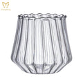 Flower Shaped American Latte Coffee Glass Vertical Stripe Glass Water Cup Beverage Juice Cup Cold Drink Cup