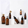 Empty 5ml 10ml 15ml 20ml 30ml 50ml 100ml Amber Glass Essential Oil Bottles with Bamboo Lid Dropper