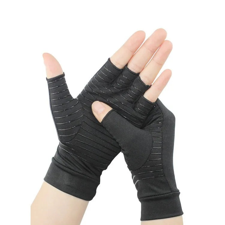 Breathable Gloves Non-Slip Silicone Strip Half Finger Hand Support Copper Compression Arthritis Gloves