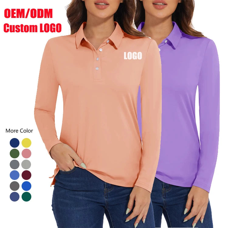 Women's Golf Quick Dry T Shirt Long Sleeve Summer Polo Shirts Quick Dry UPF 50+ UV Protection Lightweight Athletic Tennis Shirts