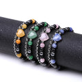 2024 New Adjustable Mens Natural Stone Bead Tiger Eye 6mm Bracelet Essential Oil Diffuser Yoga Heart Couple Bracelets with Chain