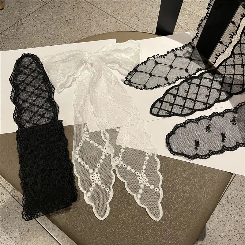 Hot Sale New Design Hollow Out Lace Long Ribbon Tail Hair Band Fashion Lace Hair Ribbon Women Wedding Hair Accessories